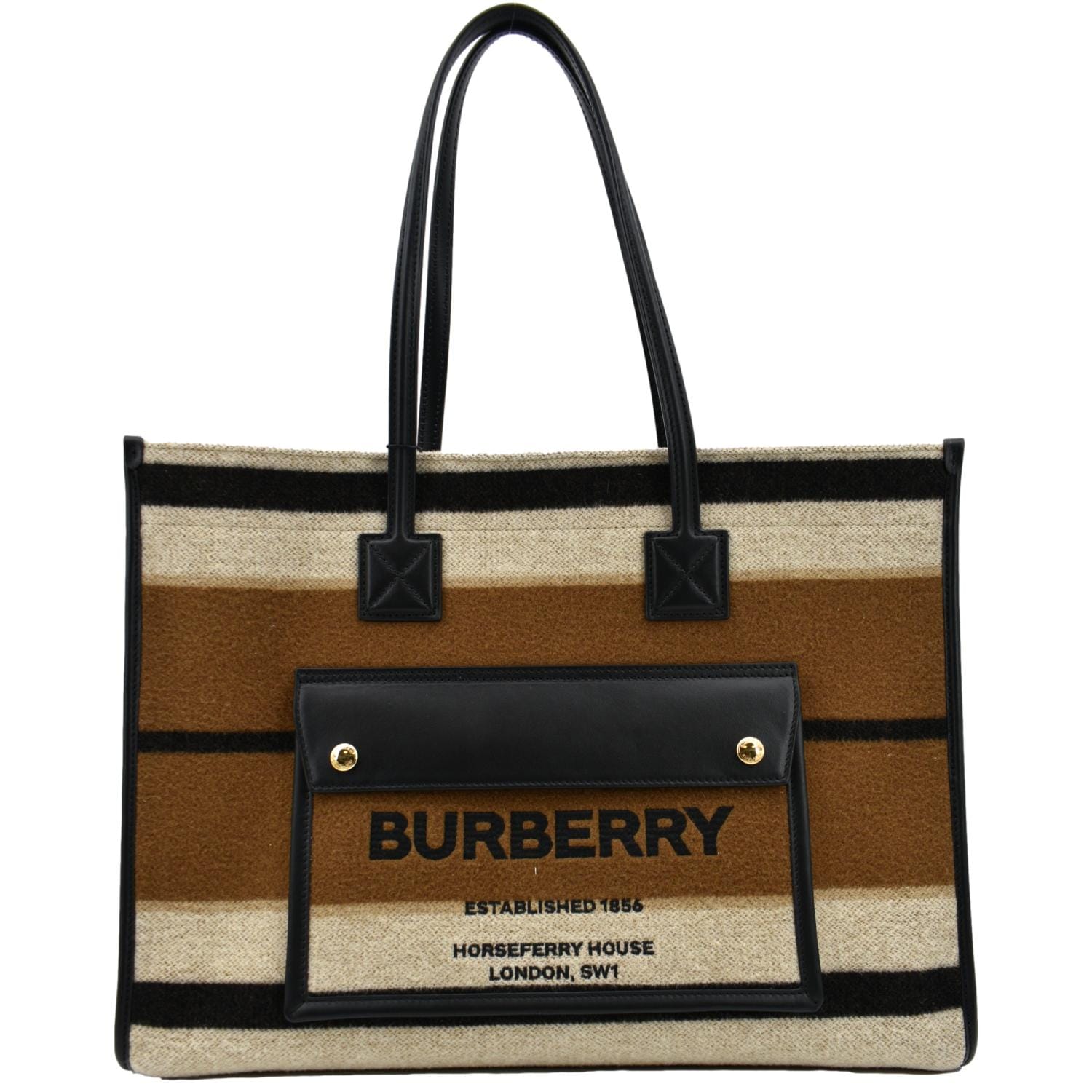 BURBERRY Freya Medium Calfskin Leather Canvas Hobo Natural