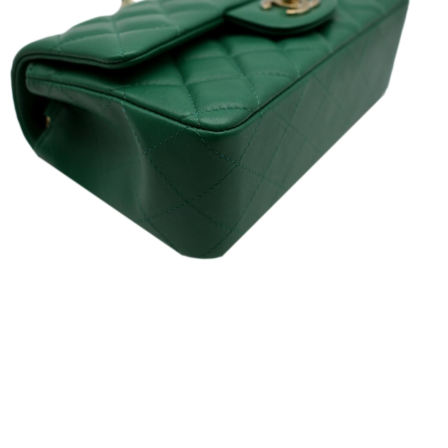 Green Leather Quilted Flap Bag