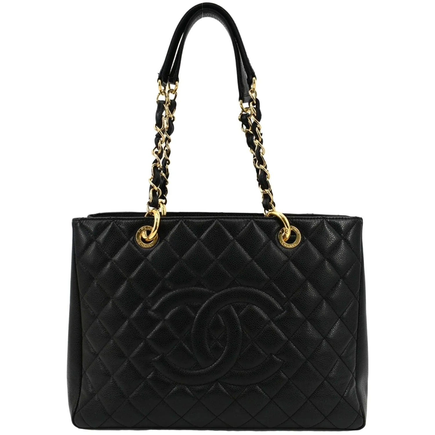 CHANEL Grand Shopping Caviar Leather GST Tote Bag Black