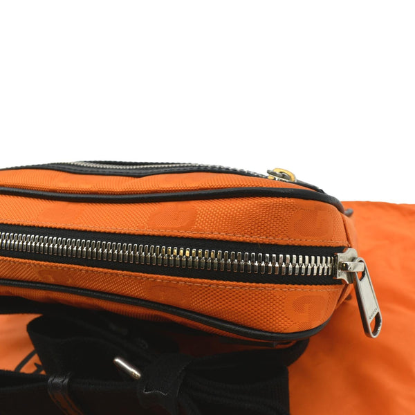 Gucci Of The Grid Nylon Leather Belt Bag Orange - Left Side