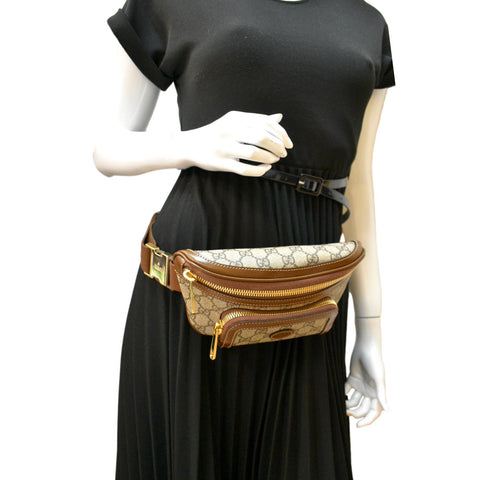 GUCCI Interlocking G Supreme Canvas Belt Bag Beige 682933