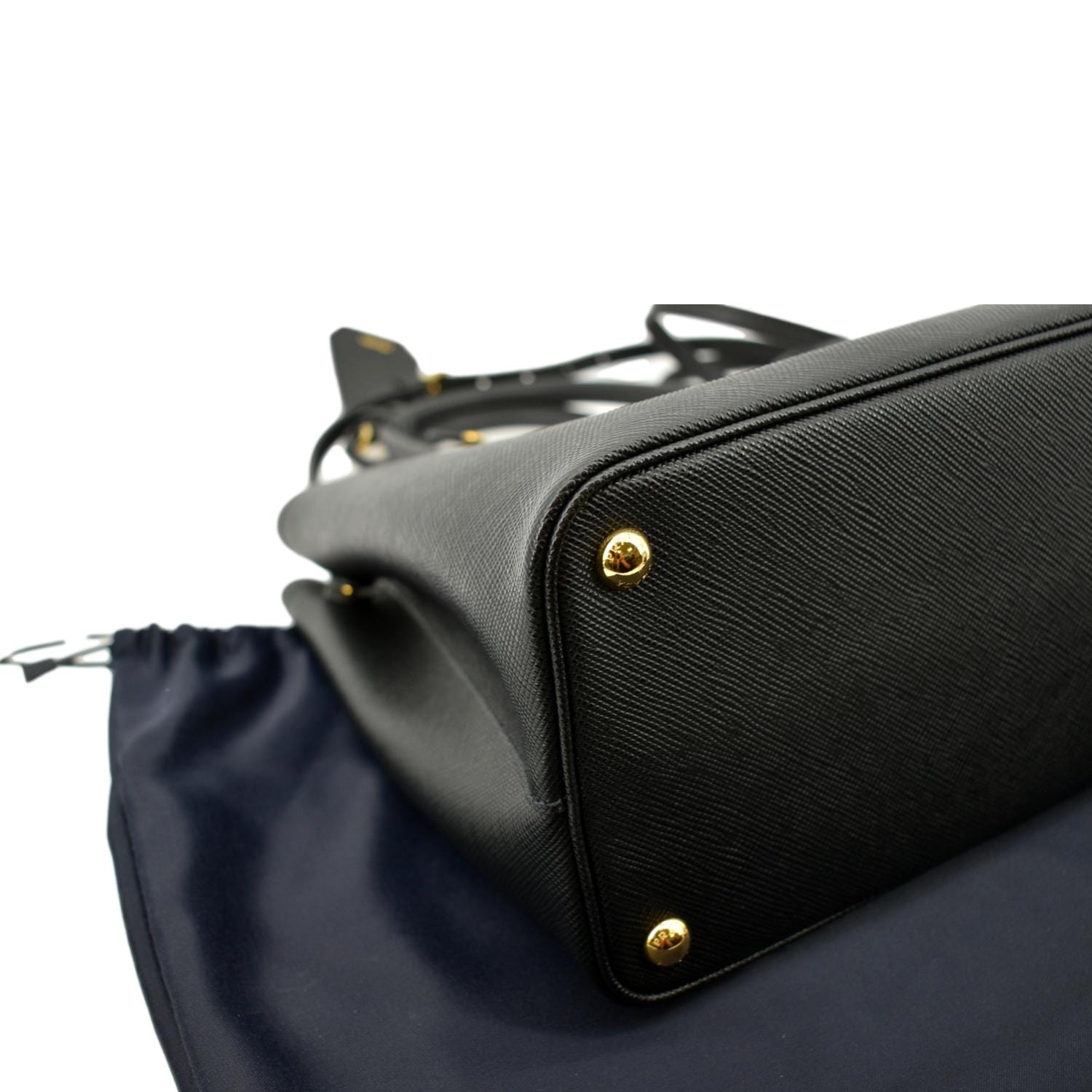 Medium Saffiano Leather Double Prada Bag Slate/Black