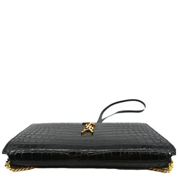 Yves Saint Laurent Kate Crocodile Leather Shoulder Bag Black - Top