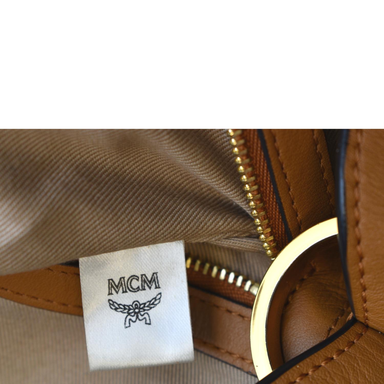 MCM Aren Monogram Visetos Hobo Bag Cognac