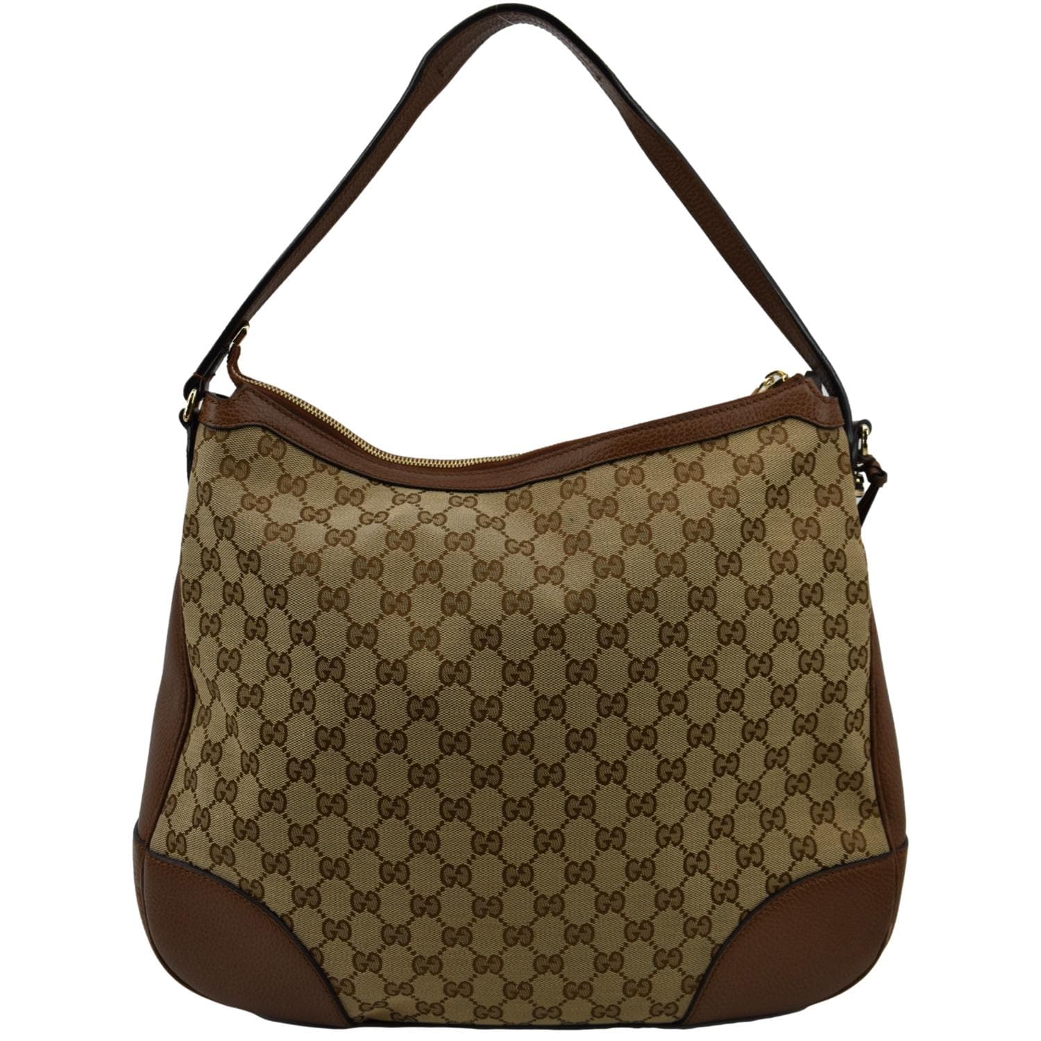 GUCCI Large Bree GG Canvas Hobo Bag Brown