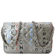 CHANEL Data Center Metallic Quilted Lambskin Wallet on Chain Gray