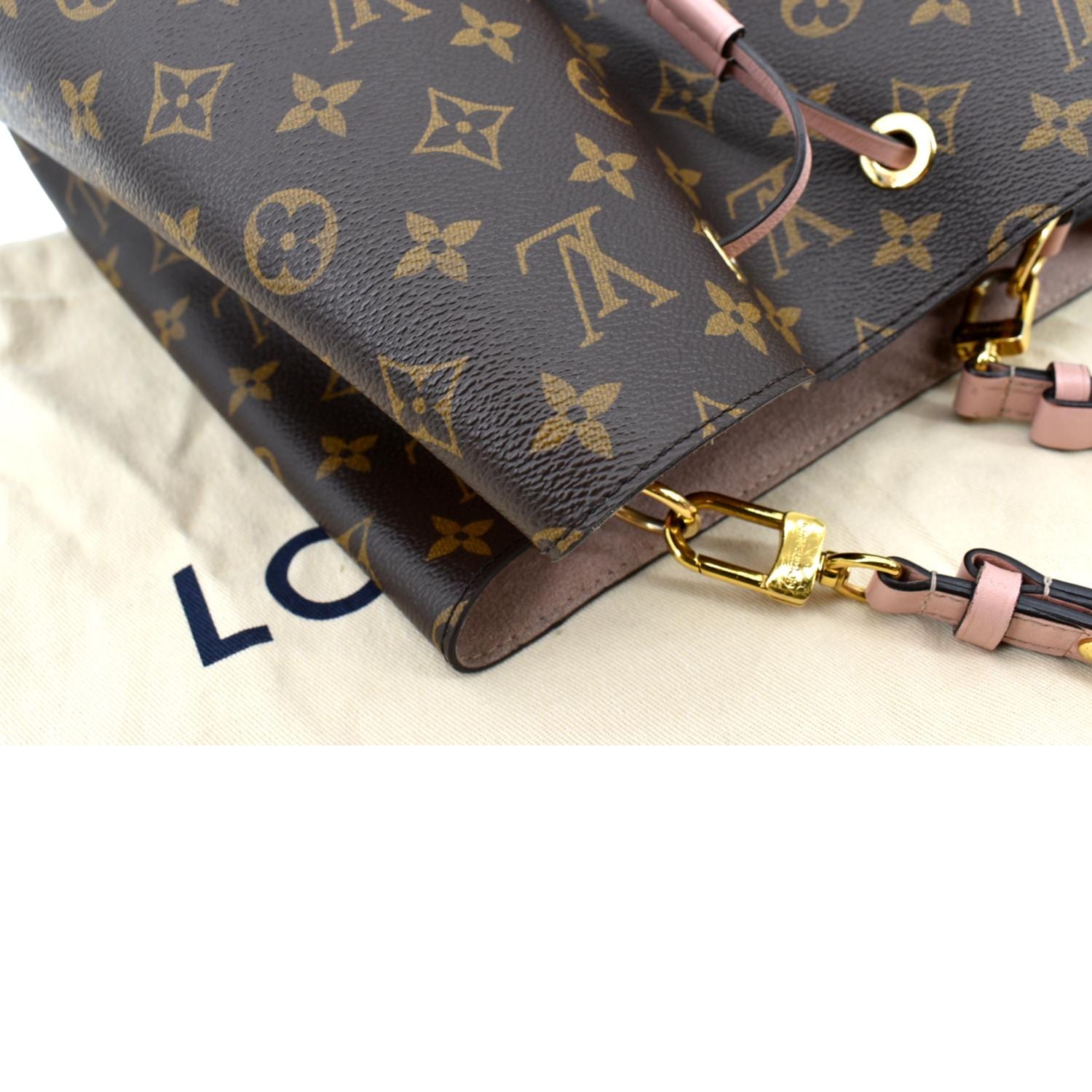 Louis Vuitton NeoNoe Handbag Monogram Canvas MM Brown and Rose Pounder/Pink