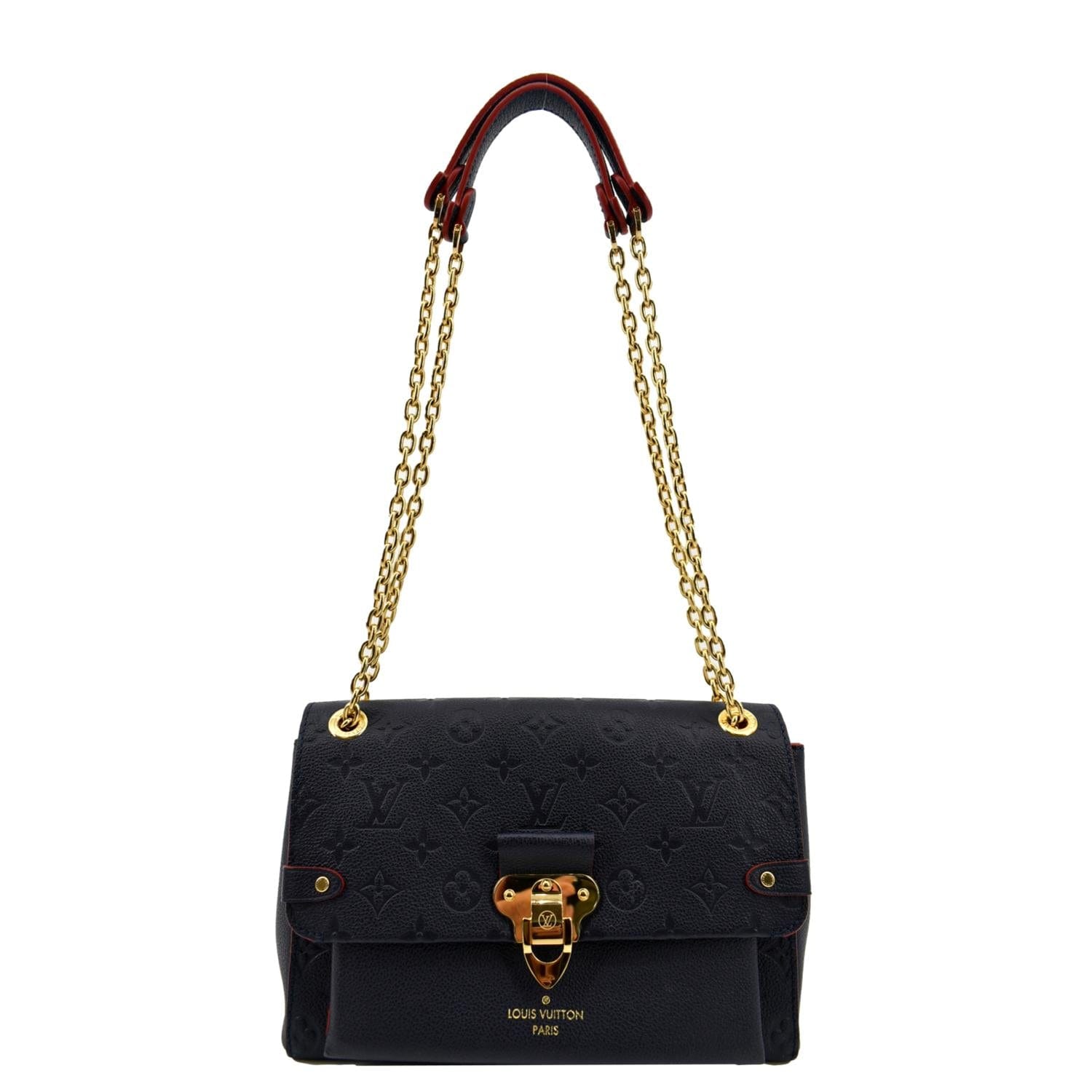 LOUIS VUITTON Vavin PM Monogram Empreinte Leather Shoulder Bag Navy Blue