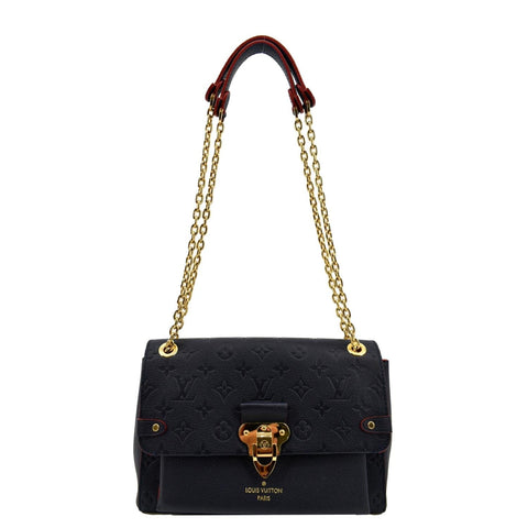 LOUIS VUITTON Vavin PM Monogram Empreinte Leather Shoulder Bag Navy Blue