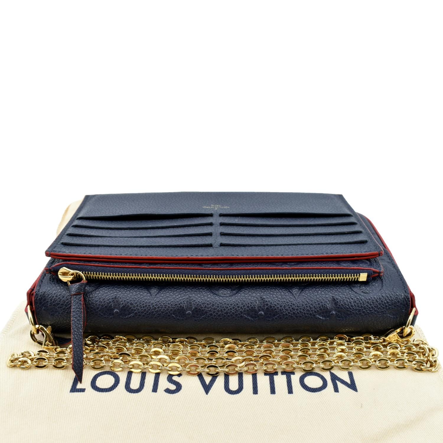 Louis Vuitton Marine Rouge Navy Blue Red Monogram Empreinte leather  Pochette Felice' Chain Wallet Clutch