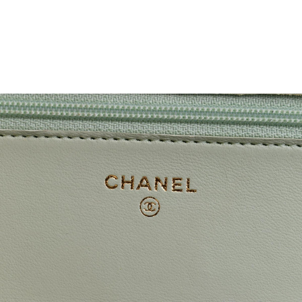 CHANEL CC Pearl Crush Lambskin Leather Wallet On Chain Crossbody Bag Light Green