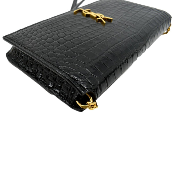 Yves Saint Laurent Kate Crocodile Leather Shoulder Bag Black - Top Right