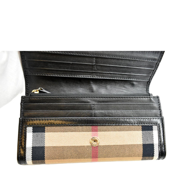 BURBERRY T-bar Check Leather Wallet Black