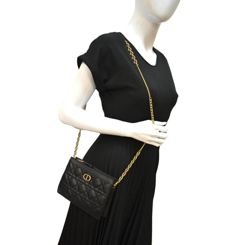 Christian Dior Caro Cannage Calfskin Zipped Pouch-DDH