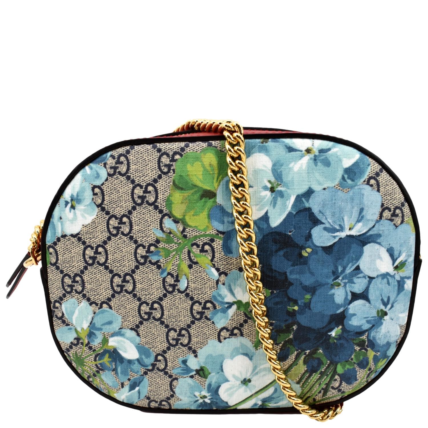 GUCCI GG Supreme Monogram Blooms Print Mini Chain Crossbody Bag Beige 546313