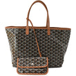 GOYARD Saint Louis PM Chevron Print Canvas Tote Bag Black Tan