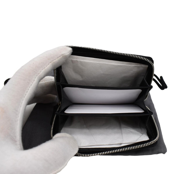 BALENCIAGA Classic Zip Around Leather Card Case Wallet Black