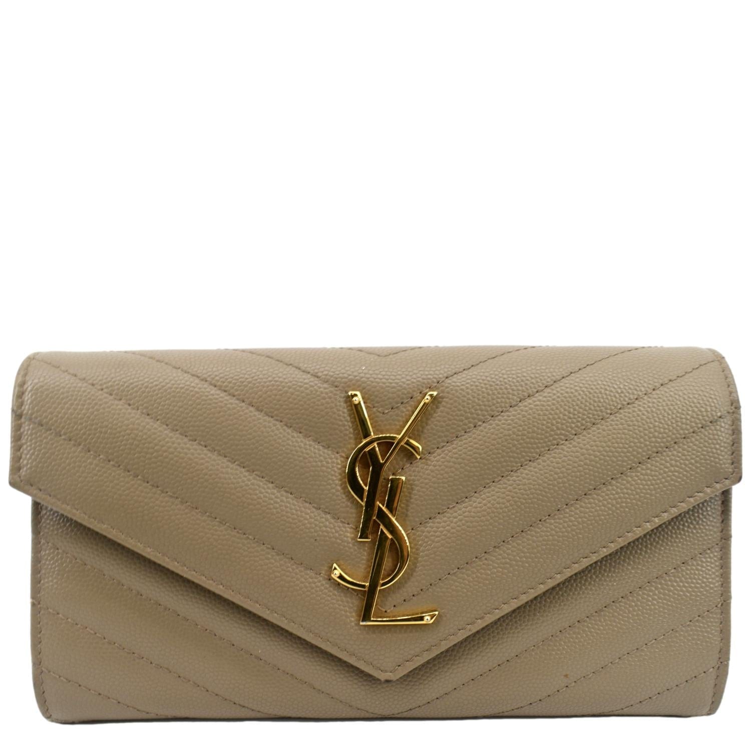 YVES SAINT LAURENT Monogram Grain De Poudre Wallet Beige