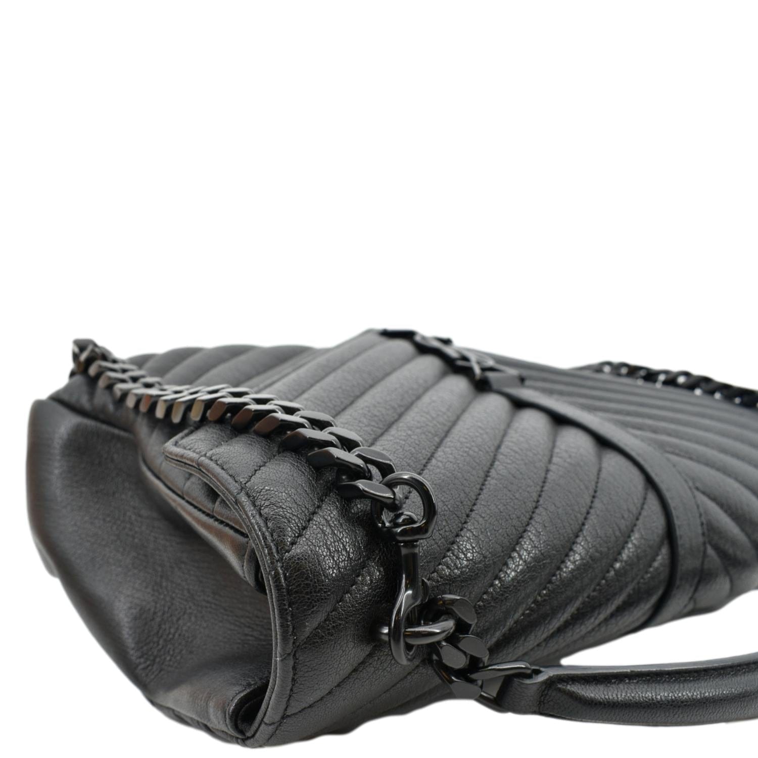 Saint Laurent Quilted Leather College Large Shoulder Bag in Black