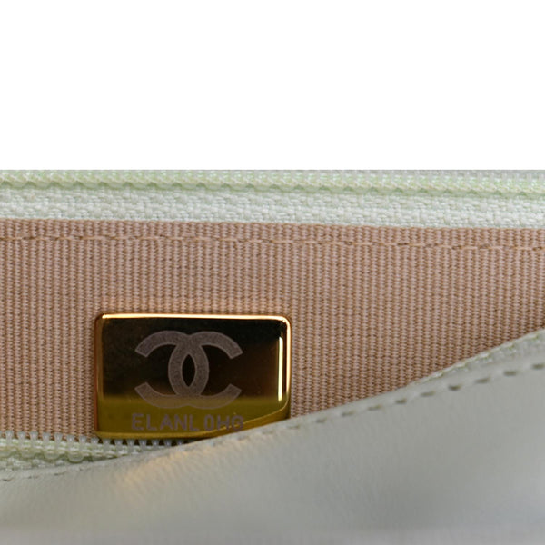 CHANEL French CC Pearl Crush Lambskin Leather Wallet On Chain Crossbody Bag Light Green
