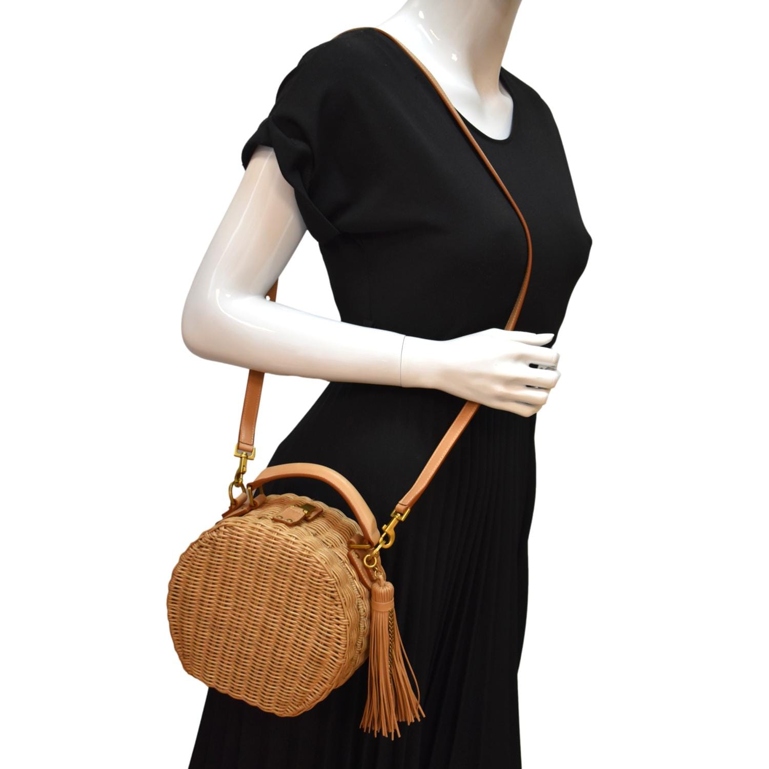 Ysl Rattan YVES SAINT LAURENT Mica Wicker Leather Crossbody Bag Beige
