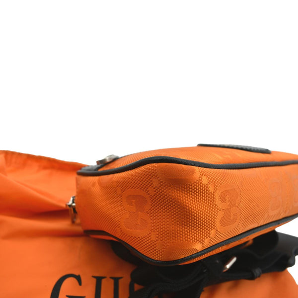 Gucci Of The Grid Nylon Leather Belt Bag Orange - Bottom Left