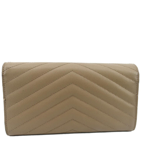 YVES SAINT LAURENT Monogram Grain De Poudre Wallet Beige