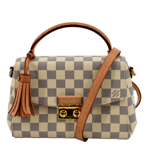 LOUIS VUITTON Croisette Damier Azur Satchel Crossbody Bag White