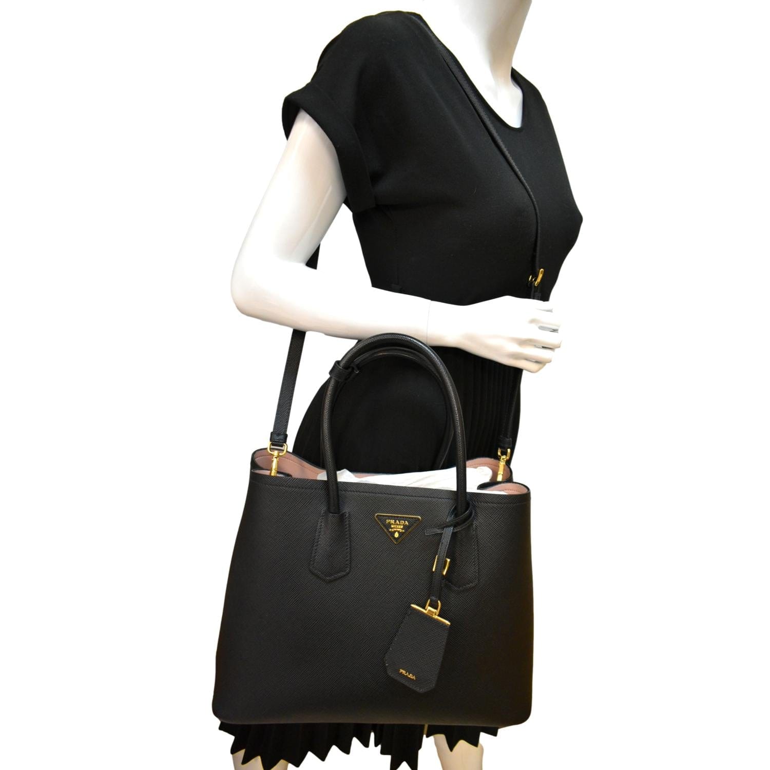 Prada, Bags, Prada Medium Saffiano Leather Double Leather Bag