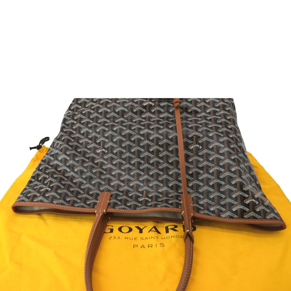 GOYARD Saint Louis PM Chevron Print Canvas Tote Bag Black Tan