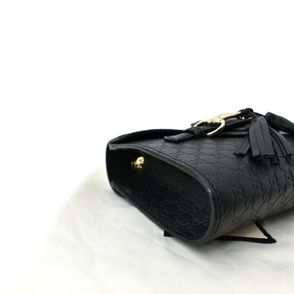 GUCCI Emily Mini Micro GG Leather Shoulder Bag Black 449636