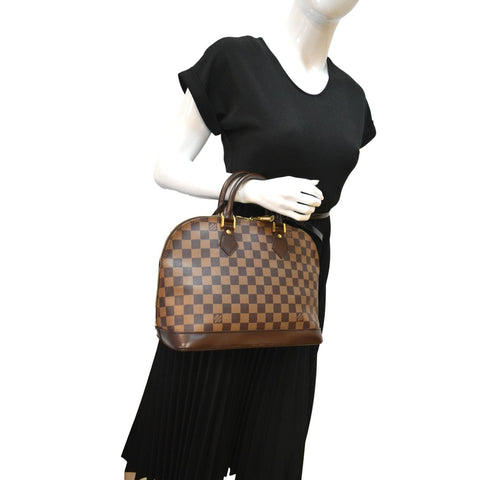 LOUIS VUITTON Alma PM Damier Ebene Satchel Bag Brown