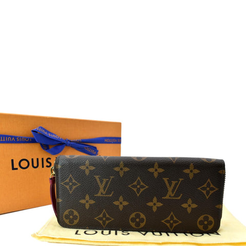 LOUIS VUITTON Clemence Monogram Canvas Zippy Wallet Brown