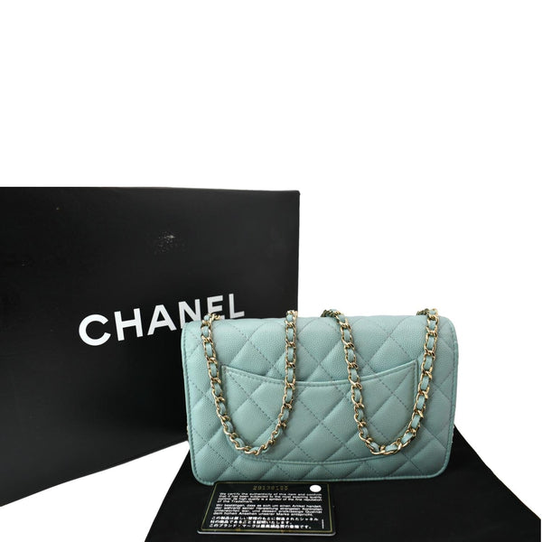 CHANEL CC WOC Caviar Leather Chain Crossbody Bag Light Blue