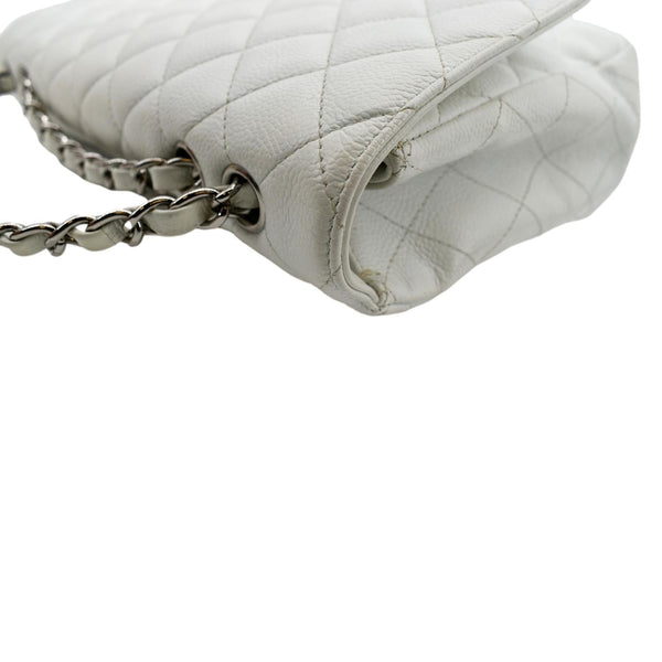CHANEL Classic Jumbo Flap Caviar Leather Shoulder Bag White - Hot Deals