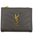 YVES SAINT LAURENT Monogram Compact Leather Zip Wallet Grey