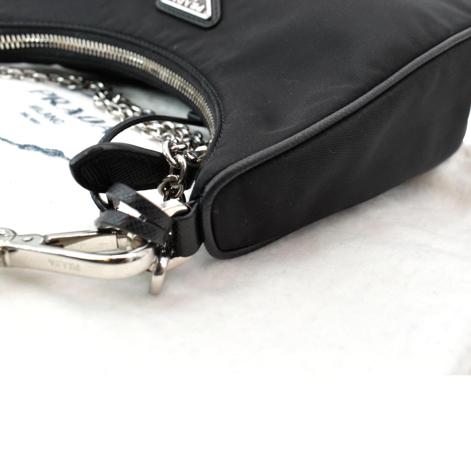 Prada Re-Edition 2005 Shoulder Bag Nylon Black in Nylon/Saffiano Leather  with Silver-tone - US