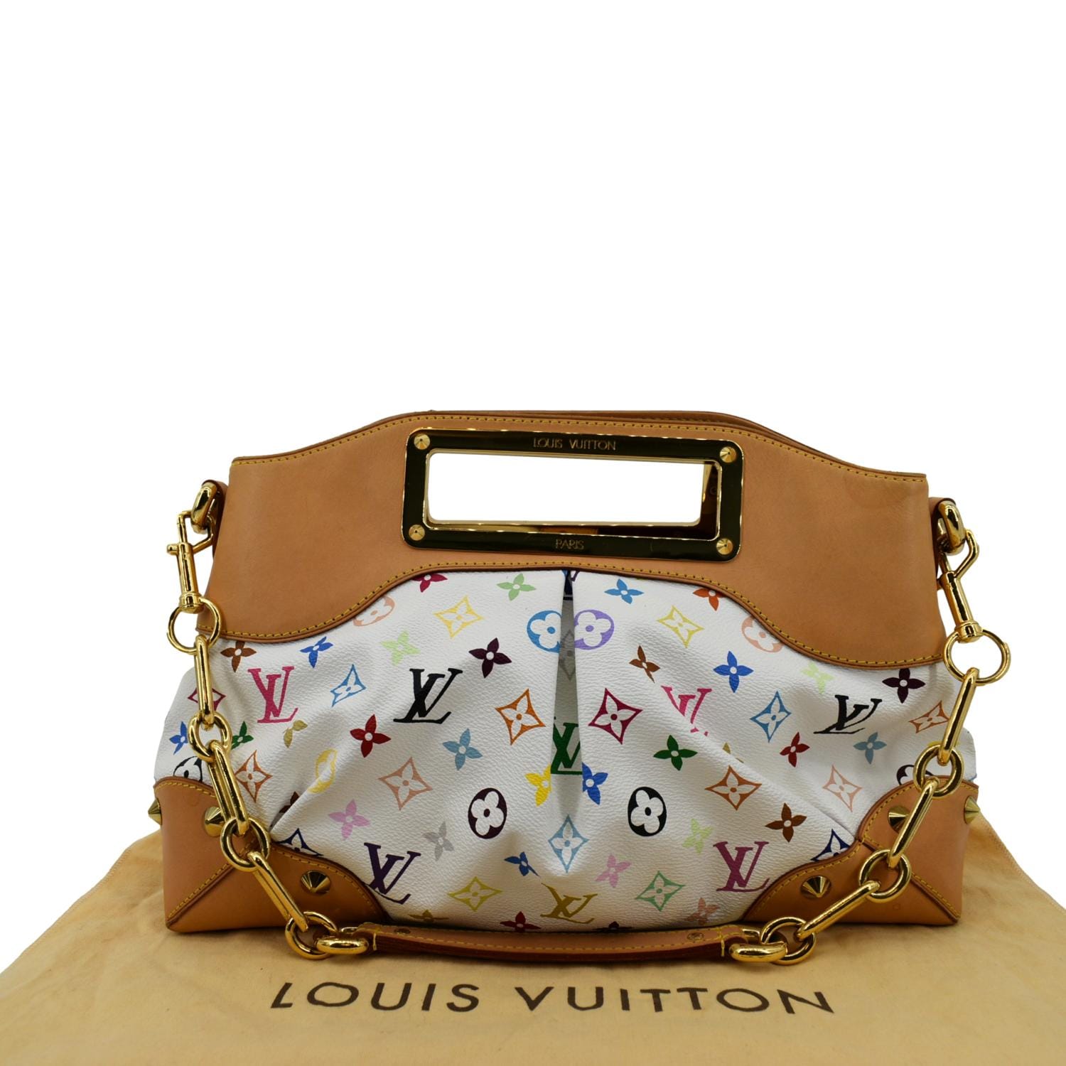 Louis Vuitton Multi Color Womens LV White Leather Monogram