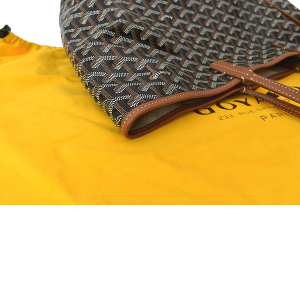 GOYARD Saint Louis PM Chevron Print Canvas Tote Bag Black Tan