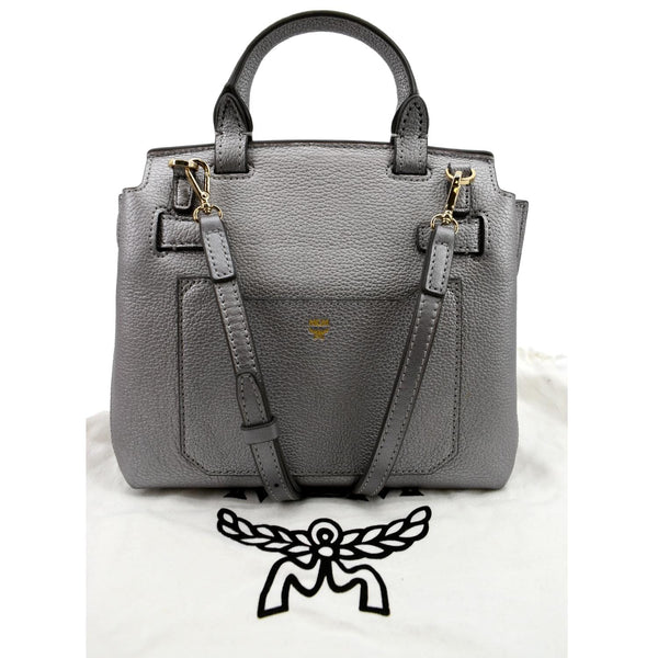 MCM Milla Leather Crossbody Bag Silver