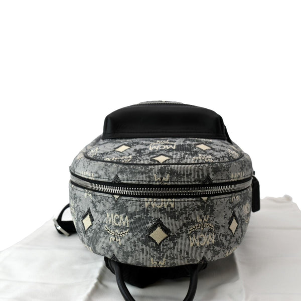 Preloved MCM Vintage Jacquard Backpack Bag Gray - DDH