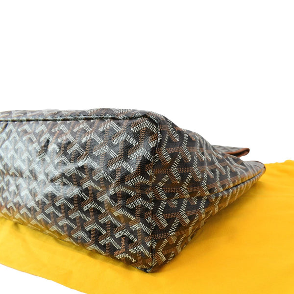 GOYARD Saint Louis PM Chevron Print Canvas Tote Bag Black Tan