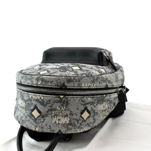 Preloved MCM Vintage Jacquard Backpack Bag Gray - DDH