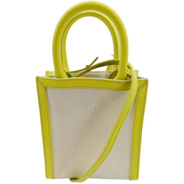 CELINE Mini Vertical Cabas Calfskin Canvas Shoulder Bag Lime