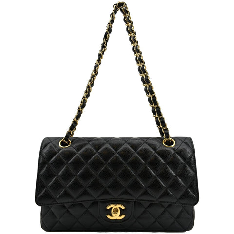 CHANEL Classic Double Flap Leather Shoulder Bag Black