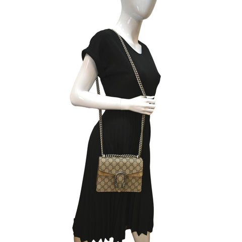 GUCCI Dionysus Mini GG Supreme Canvas Crossbody Bag Beige 421970