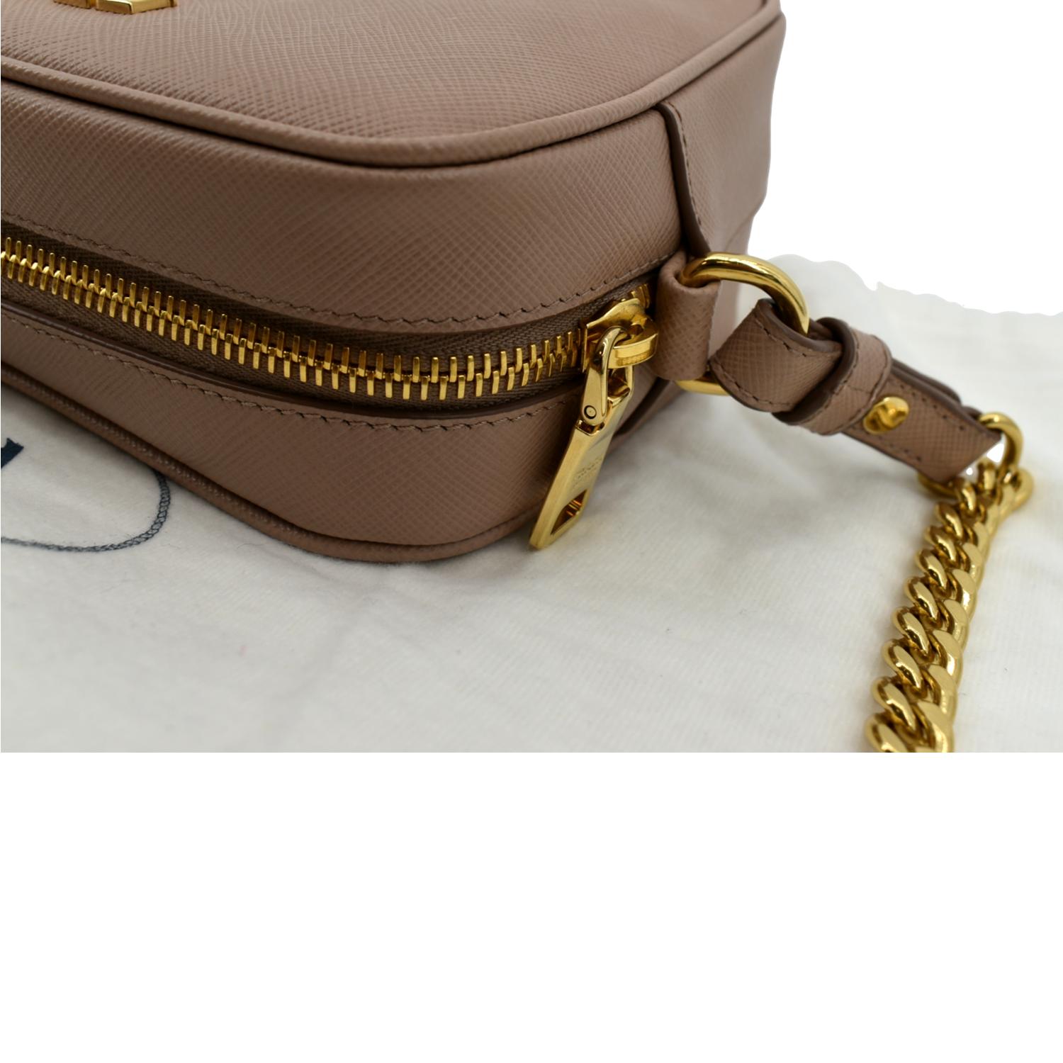 Prada Beige Saffiano Leather Flap Crossbody Bag