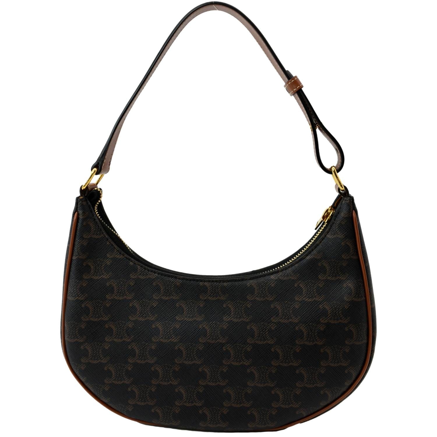 CELINE Ava Triomphe Canvas Calfskin Shoulder Bag Brown