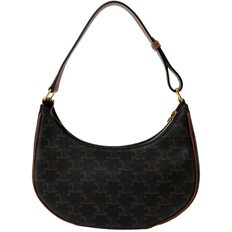 CELINE Ava Triomphe Canvas Calfskin Shoulder Bag Brown