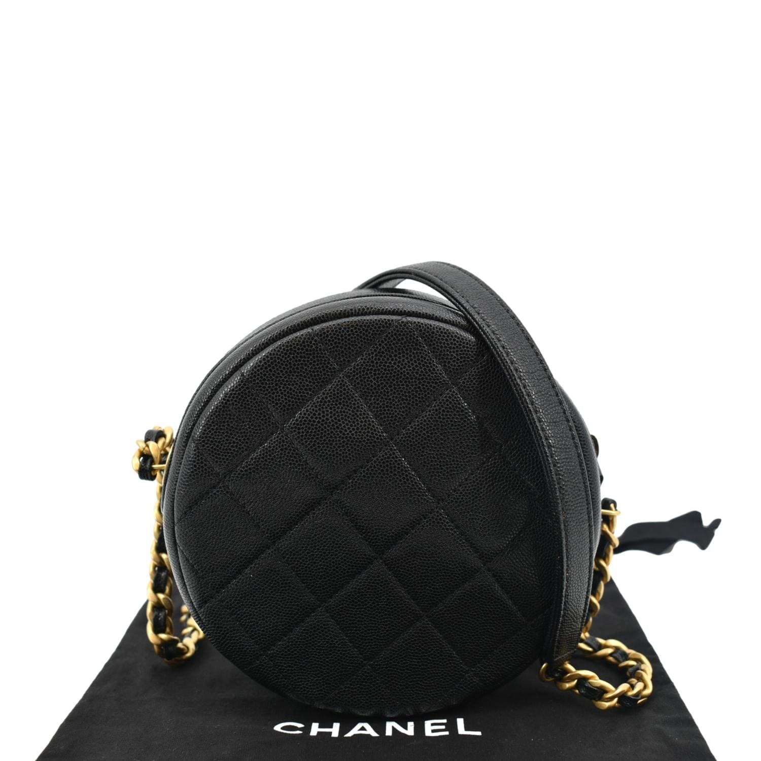 Chanel Black Lambskin Leather Circle Bag with Gold Embellishments  Mine   Yours